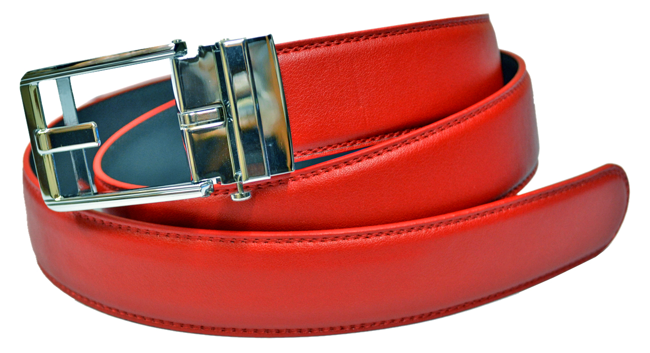 Serpi Red Genuine European Calfskin Leather Adjustable Track Belt R1
